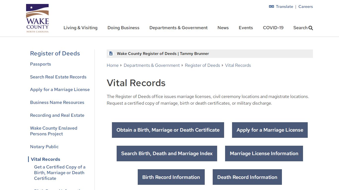 Vital Records | Wake County Government